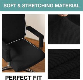 img 1 attached to Turquoize Stretchable Office Chair Cover with Armrest Covers - Jacquard High Back Boss Chair Cover - Washable & Large - Black
