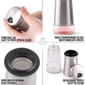 img 1 attached to 🧂 Zulay Kitchen 4oz Salt And Pepper Shakers: Premium Stainless Steel & Glass Set with Adjustable Pour Holes - Ideal for Spices, Himalayan Salt, Kosher, Sea Salt, & more!