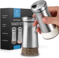 🧂 zulay kitchen 4oz salt and pepper shakers: premium stainless steel & glass set with adjustable pour holes - ideal for spices, himalayan salt, kosher, sea salt, & more! logo