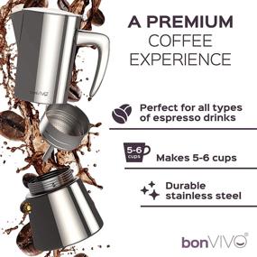 img 3 attached to ☕ bonVIVO Intenca Stovetop Espresso Maker - Luxurious Italian Coffee Machine - Stainless Steel Espresso Maker - Full-bodied Coffee Espresso Pot - Brews 5 to 6 Cups (10 oz) - Moka Pot in Copper Chrome Finish