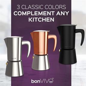 img 2 attached to ☕ bonVIVO Intenca Stovetop Espresso Maker - Luxurious Italian Coffee Machine - Stainless Steel Espresso Maker - Full-bodied Coffee Espresso Pot - Brews 5 to 6 Cups (10 oz) - Moka Pot in Copper Chrome Finish