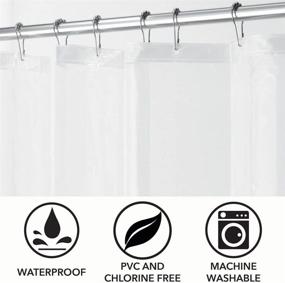 img 1 attached to 🛁 mDesign Clear Plastic Transparent Shower Curtain Liner Set - Waterproof PEVA, 3-Gauge Inner Liner for Bathroom, Shower, and Tub - 2 Pack