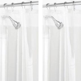 img 4 attached to 🛁 mDesign Clear Plastic Transparent Shower Curtain Liner Set - Waterproof PEVA, 3-Gauge Inner Liner for Bathroom, Shower, and Tub - 2 Pack