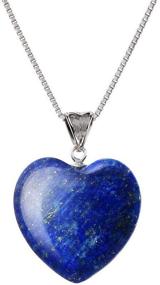 img 4 attached to 💎 Sterling Silver Gemstone Necklace: Large Heart Pendant with 18-Inch Healing Crystals, Chakra Stones - Ideal Anniversary, Birthday, Mother's Day Gift for Women and Girls