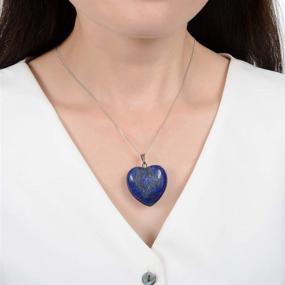 img 1 attached to 💎 Sterling Silver Gemstone Necklace: Large Heart Pendant with 18-Inch Healing Crystals, Chakra Stones - Ideal Anniversary, Birthday, Mother's Day Gift for Women and Girls