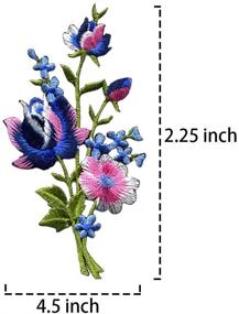 img 3 attached to Boho-Floral Iron-On Patches: Vibrant Pink Blue Roses Pair Appliques for DIY Floral Bouquets