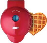 🧇 dash mini waffle maker: perfect on-the-go breakfast, lunch, or snack maker for individuals - easy to clean, non-stick sides - red heart 4 inch logo