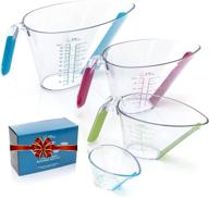 🔢 kpkitchen 4-piece angled liquid measuring cups plastic set - mini oz, 1, 2 and 4 cup sizes - ml and cup measures - small & large measure cups for liquids logo