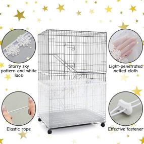 img 2 attached to 🐦 Optimized Large Birdcage Cover - Nylon Mesh Net, Seed & Feather Catcher - Twinkle Star Universal Cover for Parakeet, Macaw, African Round & Square Cage