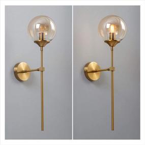 img 2 attached to KCO Lighting Modern Gold Wall Mounted Sconce Globe Glass Shade Wall Sconce 1 Light Vintage Wall Light For Indoor Bedroom Kitchen Island Living Room