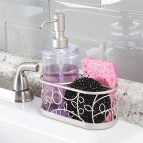 img 3 attached to mDesign Decorative Wire Kitchen Sink Countertop Pump Bottle Caddy: Liquid Hand Soap Dispenser with Storage Compartment - Vine Design, Clear/Satin