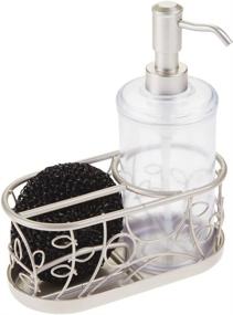 img 1 attached to mDesign Decorative Wire Kitchen Sink Countertop Pump Bottle Caddy: Liquid Hand Soap Dispenser with Storage Compartment - Vine Design, Clear/Satin