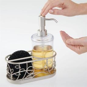 img 2 attached to mDesign Decorative Wire Kitchen Sink Countertop Pump Bottle Caddy: Liquid Hand Soap Dispenser with Storage Compartment - Vine Design, Clear/Satin