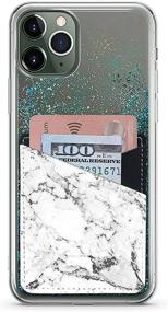 img 2 attached to White and Grey Marble Stick-On Card Holder for Cell Phone - Sleeve Organizer with 2 Credit Card Slots and Self-Adhesive Sticker Case