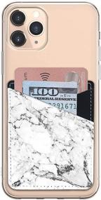 img 3 attached to White and Grey Marble Stick-On Card Holder for Cell Phone - Sleeve Organizer with 2 Credit Card Slots and Self-Adhesive Sticker Case