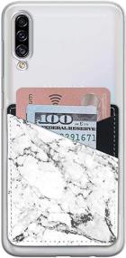 img 4 attached to White and Grey Marble Stick-On Card Holder for Cell Phone - Sleeve Organizer with 2 Credit Card Slots and Self-Adhesive Sticker Case