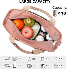 img 3 attached to Weitars Women's Insulated Lunch Bag for Work – Extra Large Tote Cooler Bag with Removable Shoulder Strap, Wide-Open Lunchbox with Side Pocket for School, Picnic, Hiking, and Beach