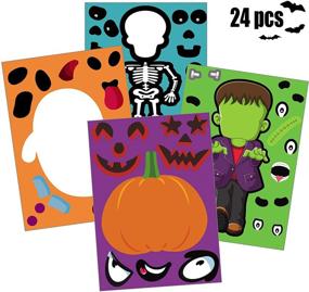 img 4 attached to Хэллоуинские вечеринки для детей: Набор наклеек Joy Bang для Halloween - сделай сам свою фонарик-Джека, наклейки на лицо, игры и подарки для вечеринки.