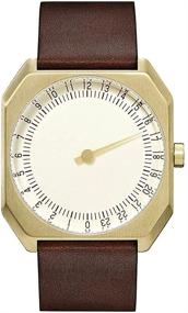 img 4 attached to 💫 Slow Jo 18 - Exquisite Swiss Made 24-Hour Gold Watch with Dark Brown Leather Band