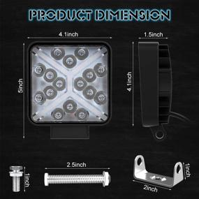 img 3 attached to 🚜 Kalysky 8 штук 4-дюймовых 114 Вт LED-фар рабочего света квадратные | Водонепроницаемые фары для внедорожников для грузовиков, внедорожников, квадроциклов, багги