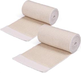 img 4 attached to 🤕 LotFancy Cotton Elastic Bandage Wrap - 4 Inches Wide x 15 Feet (2PCS) - Support & First Aid for Sports, Medical, and Injury Recovery