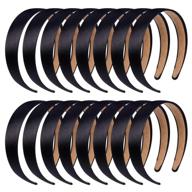🎀 anezus 16 pcs satin headbands - 1-inch non-slip black ribbon hair bands for women & girls - diy craft hair accessories logo