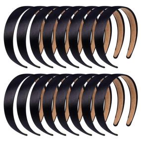 img 4 attached to 🎀 Anezus 16 Pcs Satin Headbands - 1-Inch Non-Slip Black Ribbon Hair Bands for Women & Girls - DIY Craft Hair Accessories
