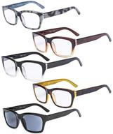 👓 spring hinges large square frame reading glasses 5-pack by eyekepper - includes sunshine readers +3.5 logo