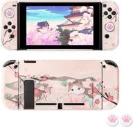 🎮 [pro version] nintendo switch case cover - fanpl protective case for nintendo switch and joy con controller with 2 sakura cat claw thumb grips logo