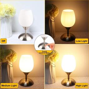 img 2 attached to 🔦 Rottogoon Small Touch Control Table Lamp, Modern 3-Way Dimmable Desk Lamp with White Opal Glass Shade for Bedroom, Kids Room, Living Room, Includes E12 LED Bulb (Silver)