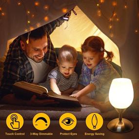 img 3 attached to 🔦 Rottogoon Small Touch Control Table Lamp, Modern 3-Way Dimmable Desk Lamp with White Opal Glass Shade for Bedroom, Kids Room, Living Room, Includes E12 LED Bulb (Silver)