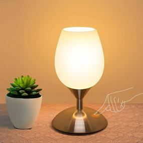 img 4 attached to 🔦 Rottogoon Small Touch Control Table Lamp, Modern 3-Way Dimmable Desk Lamp with White Opal Glass Shade for Bedroom, Kids Room, Living Room, Includes E12 LED Bulb (Silver)