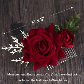 img 2 attached to 🌹 Fangsen Wedding Rose Hair Comb: Deep Red Floral Bridal Headpiece for Brides and Bridesmaids - Elegant Hair Accessories