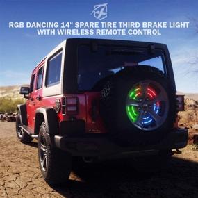 img 3 attached to 🚗 Xprite RF Dancing RGB Дополнительный стоп-сигнал на запасном колесе для Jeep Wrangler JK и JL - задний фонарь с двумя кольцами и 3-мя светодиодными задними фонарями (совместимость с 2007-2018 и 2018+)