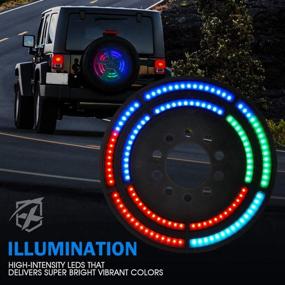 img 2 attached to 🚗 Xprite RF Dancing RGB Дополнительный стоп-сигнал на запасном колесе для Jeep Wrangler JK и JL - задний фонарь с двумя кольцами и 3-мя светодиодными задними фонарями (совместимость с 2007-2018 и 2018+)