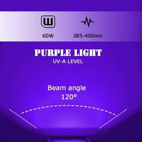 img 1 attached to 🔦 2-Pack 60W Black Light Set - Perfect for Glow Parties, IP66 Waterproof Blacklight with Plug, Party Fluorescent Effect Glow