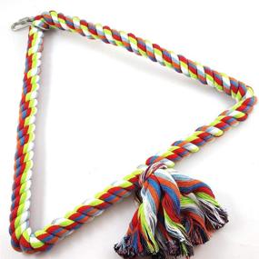 img 4 attached to All Natural, Safe, and Durable Triangle Cotton Bird Rope Swing Perch for Spoiled Pets – Perfect for African Grey Parrots, Cockatiels, Parakeets, and Cockatoos