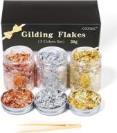 ✨ enhance your creations with gilding flakes for resin - luxurious gold foil flakes with tweezer: perfect for nails, painting, arts and crafts, jewelry making, handcrafts decorations (3 bottle-30 grams) logo