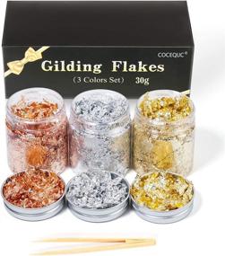 img 4 attached to ✨ Enhance Your Creations with Gilding Flakes for Resin - Luxurious Gold Foil Flakes with Tweezer: Perfect for Nails, Painting, Arts and Crafts, Jewelry Making, Handcrafts Decorations (3 Bottle-30 Grams)