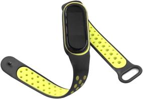 img 1 attached to 🔌 RYTECH Straps Bracelet for Xiaomi Mi Band 5 - Soft Silicone Replacement Band, Adjustable Sport Wristband, Beautiful & Comfortable (Black & Green)