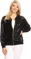 👩 stylish anna-kaci women's long sleeve front zip track stripe sequin bomber jacket - trendy outerwear for women логотип