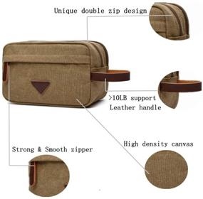 img 2 attached to 🧳 Fantasylinen Men's Leather and Canvas Travel Toiletry Bag - Khaki Dopp Kit for Men - Shaving Bag & Travel Accessories