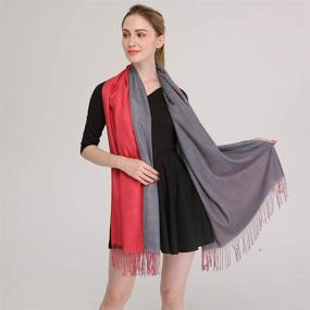 img 2 attached to 🧣 Темный плед из кашемира Пашмина от Longwu - стильные женские аксессуары