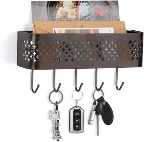 img 4 attached to 📬 NEX Metal Wall Mount Mail Organizer Storage Basket with 5 Hooks for Coat, Leash, Key - Entryway Mail Sorter