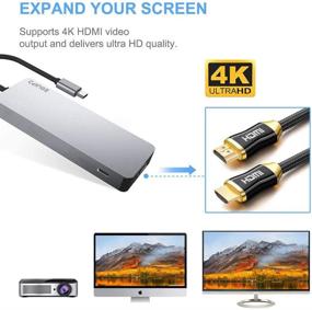 img 1 attached to 💻 Эквип USB C хаб: 6-в-1 адаптер с 4K HDMI, 100W поддержкой зарядки, портом для передачи данных типа C, 3 портами USB 3.0 - совместим с MacBook Pro 2017/2018, XPS, Chromebook, iPad Pro и многими другими устройствами (серебристый)