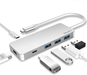 img 3 attached to 💻 Эквип USB C хаб: 6-в-1 адаптер с 4K HDMI, 100W поддержкой зарядки, портом для передачи данных типа C, 3 портами USB 3.0 - совместим с MacBook Pro 2017/2018, XPS, Chromebook, iPad Pro и многими другими устройствами (серебристый)