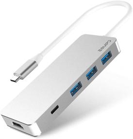 img 4 attached to 💻 Эквип USB C хаб: 6-в-1 адаптер с 4K HDMI, 100W поддержкой зарядки, портом для передачи данных типа C, 3 портами USB 3.0 - совместим с MacBook Pro 2017/2018, XPS, Chromebook, iPad Pro и многими другими устройствами (серебристый)