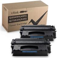 🖨️ v4ink compatible toner cartridge replacement for hp 49x q5949x 53x q7553x - use in hp p2015dn p2015 p2015d 1320 1320n 3390 3392 m2727nf p2014 p2010 printer (black, 2 packs) logo