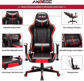 img 2 attached to 🎮 ANBEGE Gaming Chair - Ergonomic Reclining PC Computer Chair with Headrest & Lumbar Support, 2D Armrest, Video Game Chair for Adults (Black Red)