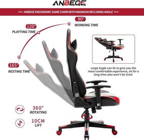 img 1 attached to 🎮 ANBEGE Gaming Chair - Ergonomic Reclining PC Computer Chair with Headrest & Lumbar Support, 2D Armrest, Video Game Chair for Adults (Black Red)